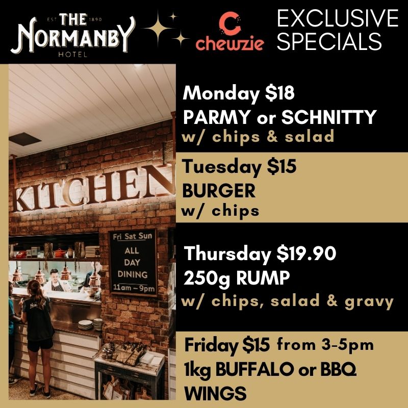 Normanby hotel food specials if you order through chewzie
