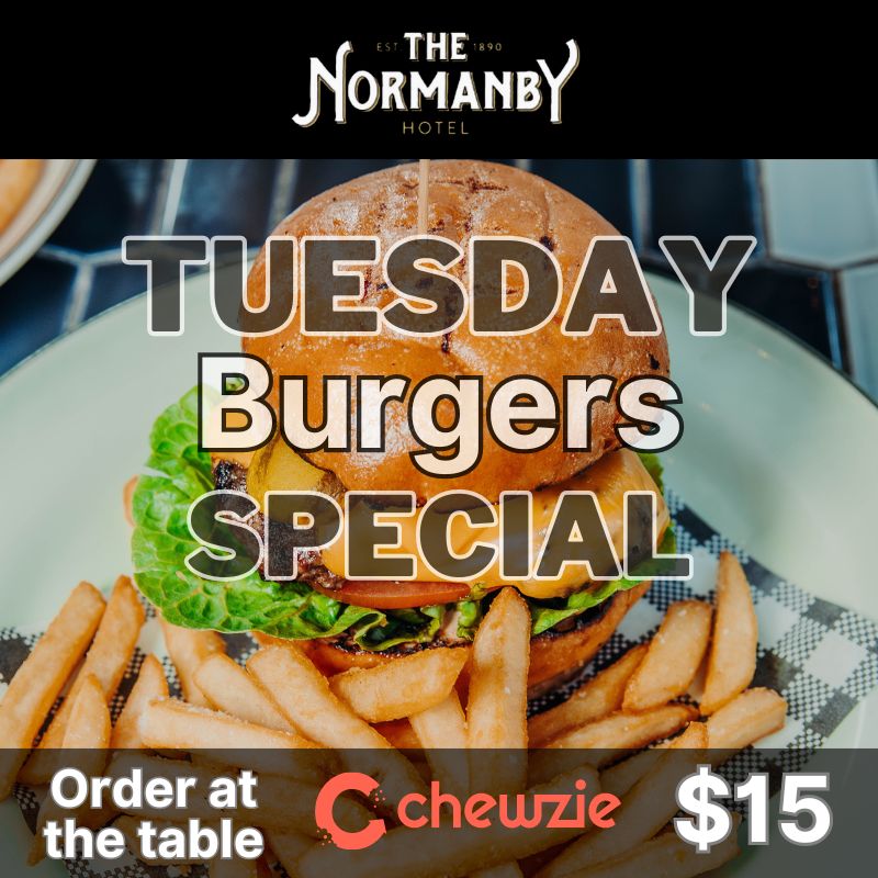 tuesday burger special at the normanby hotel